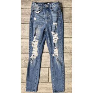 GBG Los Angeles High Rise Blue Destroyed Skinny Jeans Women's Size 26 Grunge